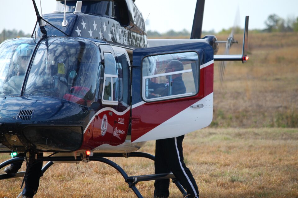 Helicopter landing door open