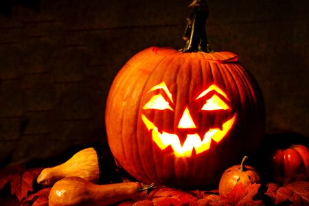 Carved pumpkin halloween orange