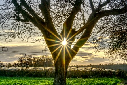 Sunbeam dazzling star sky
