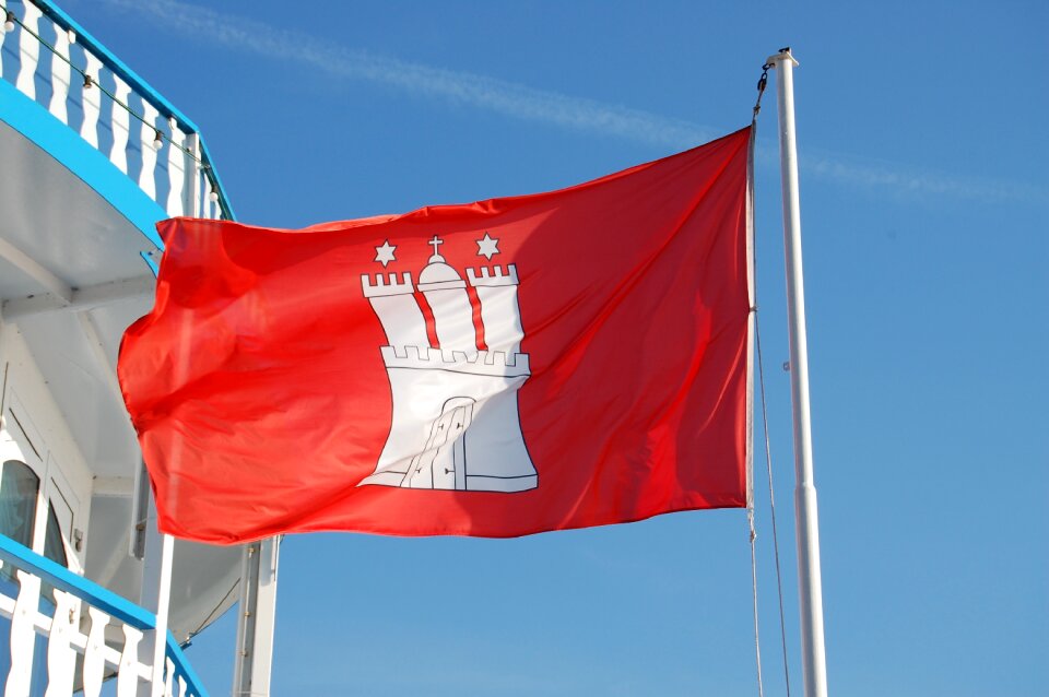 Windy hanseatic city of hamburg red