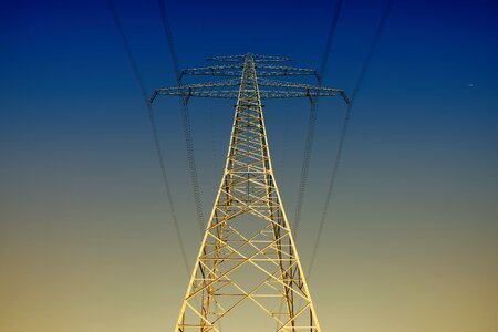 High voltage pylon power lines photo