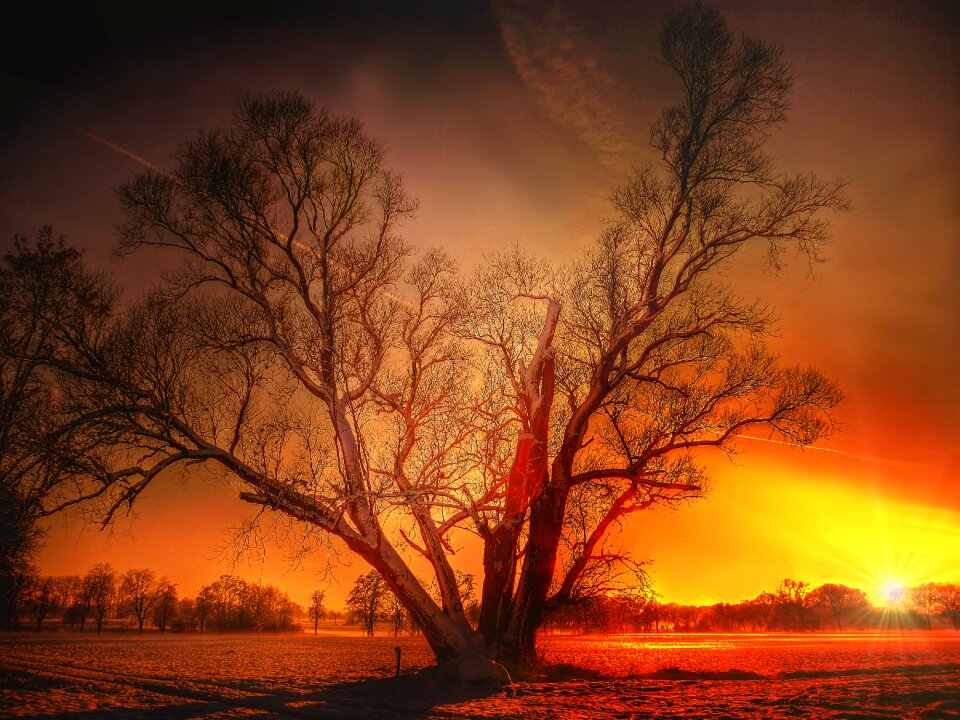 Landscape snow sky