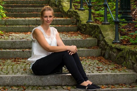 Resting park stone steps photo