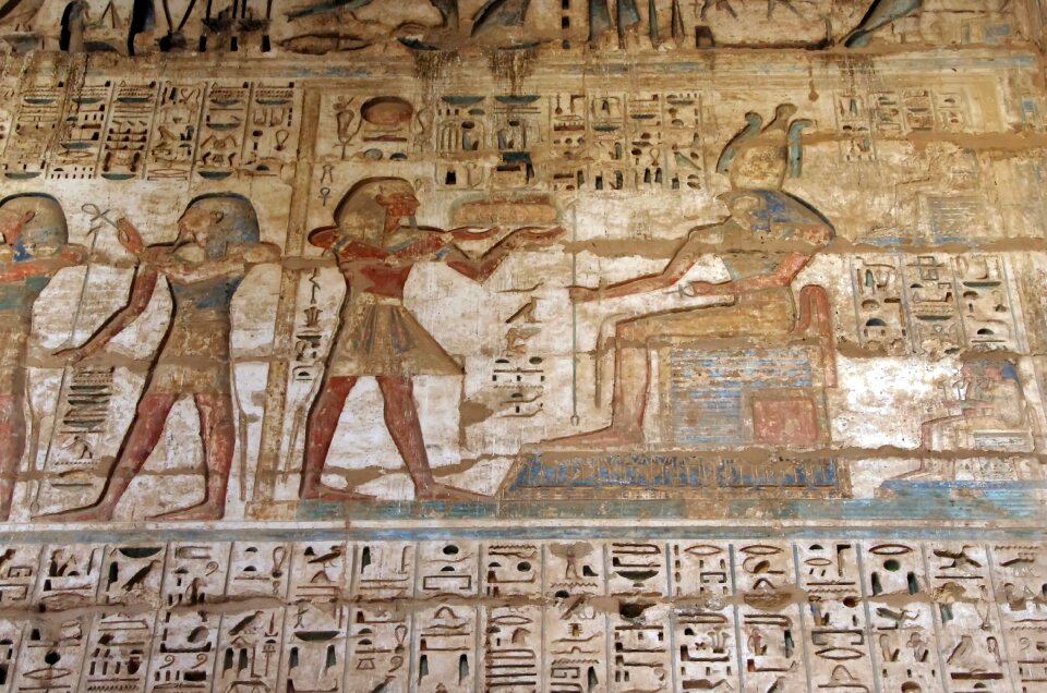 Temple hieroglyphs sculpture
