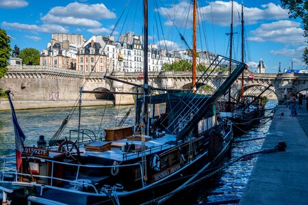 Seine barges new bridge photo