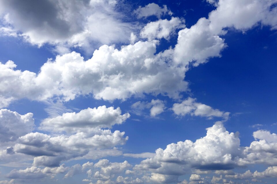 Cumulus clouds atmosphere blue