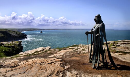 Tintagel statue sea photo