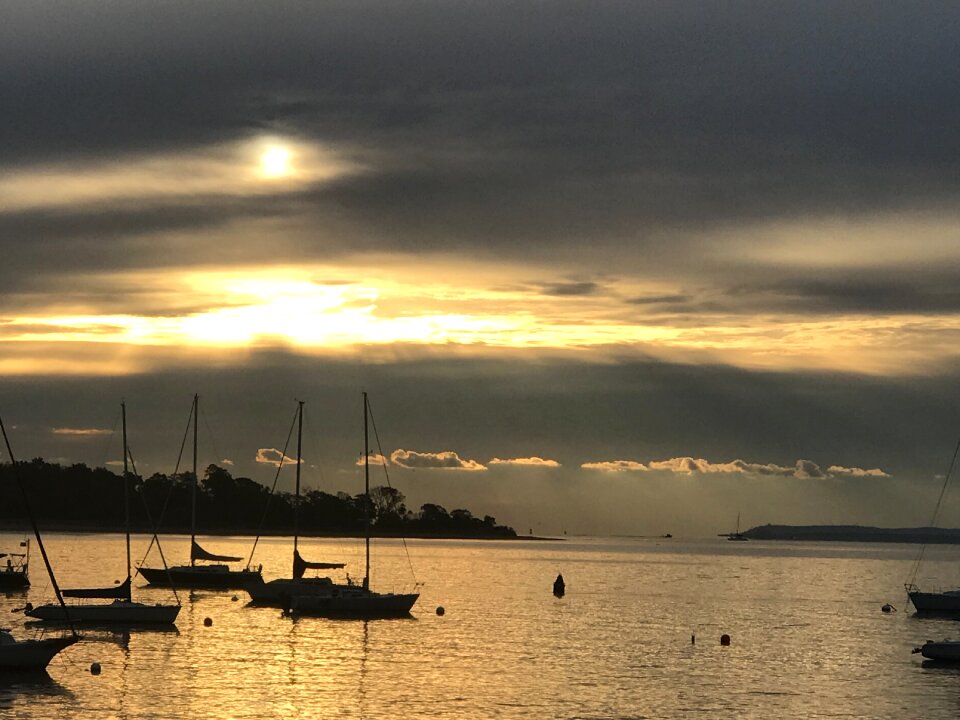 Sun sunset boat