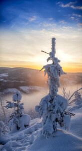 Sunrise landscape snow photo