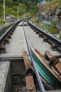 Wire rope rails railway rails photo