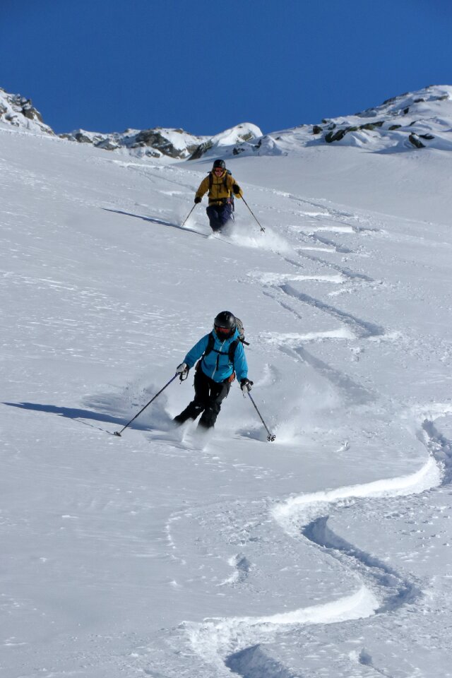 Deep snow departure backcountry skiiing