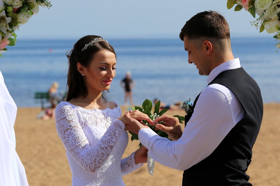 Couple the groom beach