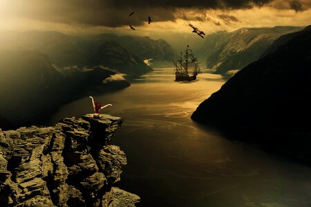 Sky mystical sailing vessel