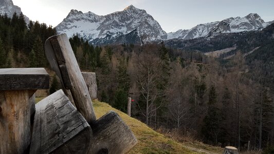 Wooden table cottage panorama