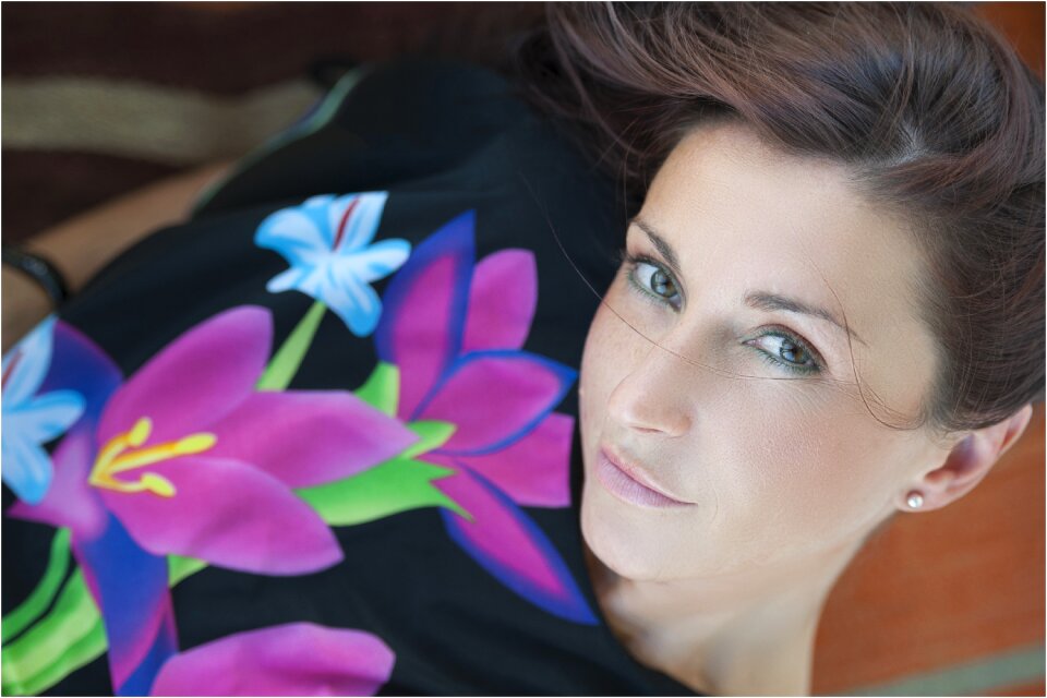Woman flowers brunette