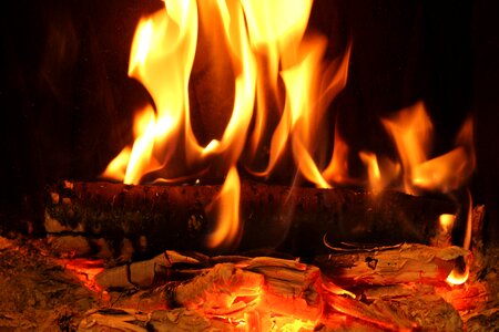 Glow hot fireplace photo