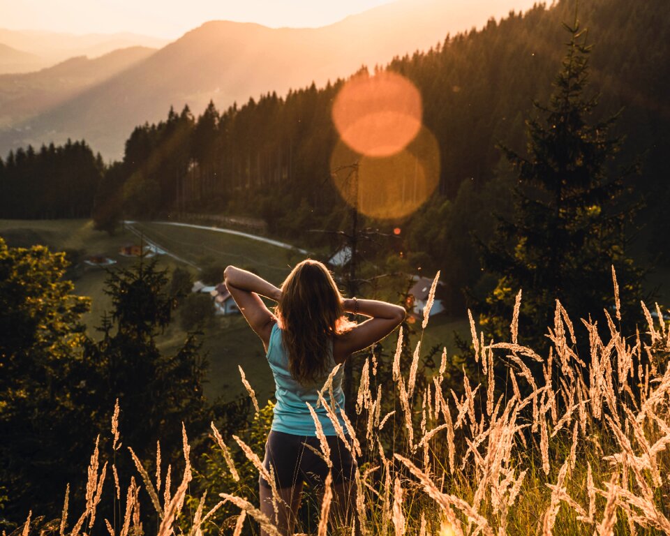 Fall hiking sunset