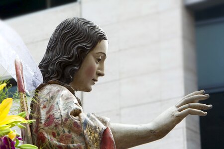 Polychrome wood figure portrait