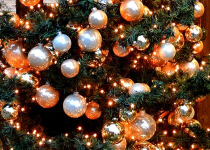 Christmas baubles tree decoration photo
