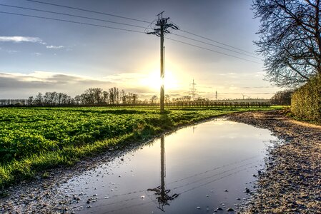 Sun backlighting landscape