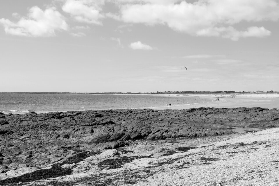 Beach side black and white