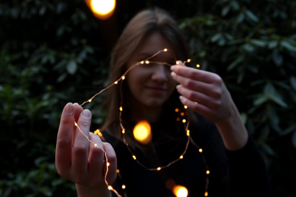 Christmas lights cold smile