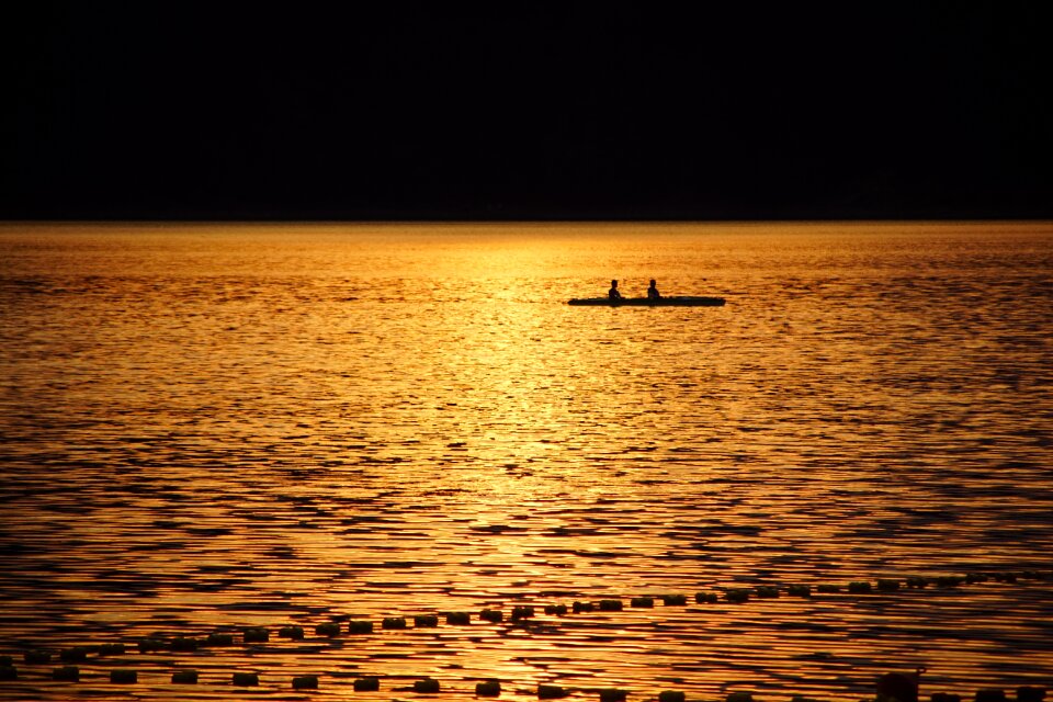 Kayaks summer lake photo