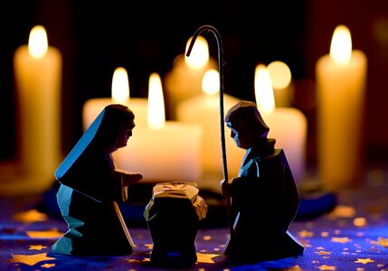 Nativity scene bethlehem candles photo