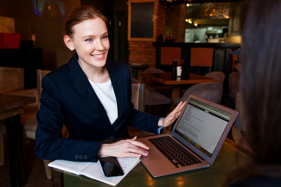 Girl computer smile