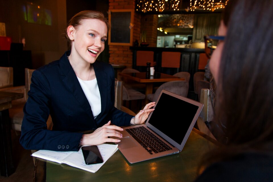 Girl computer smile