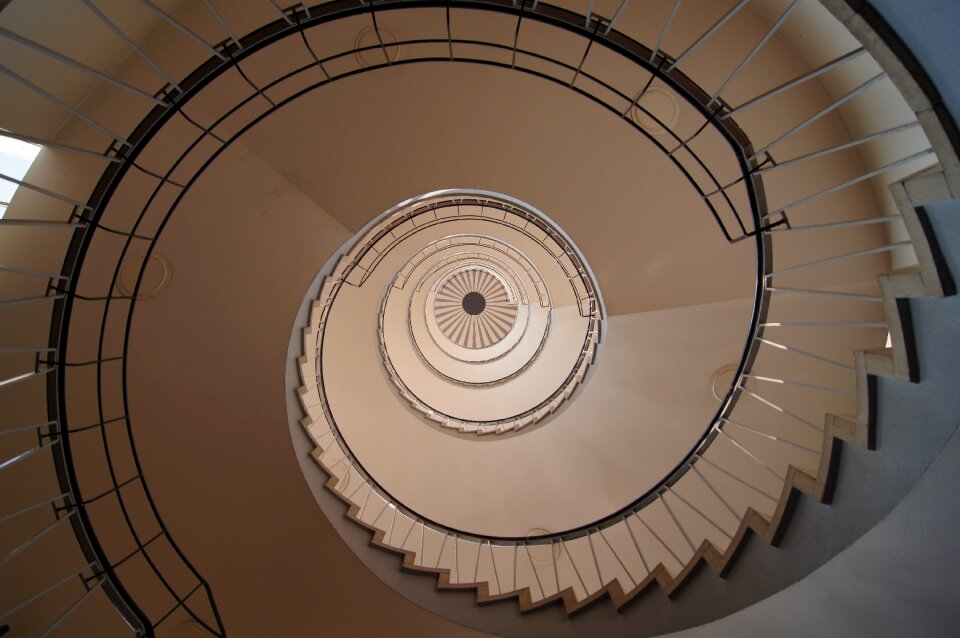 Gradually spiral staircase stair step photo