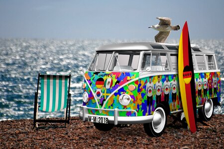 Football beach sea