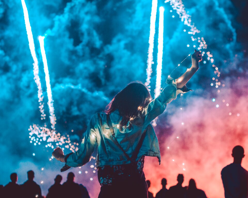 Light show firework people
