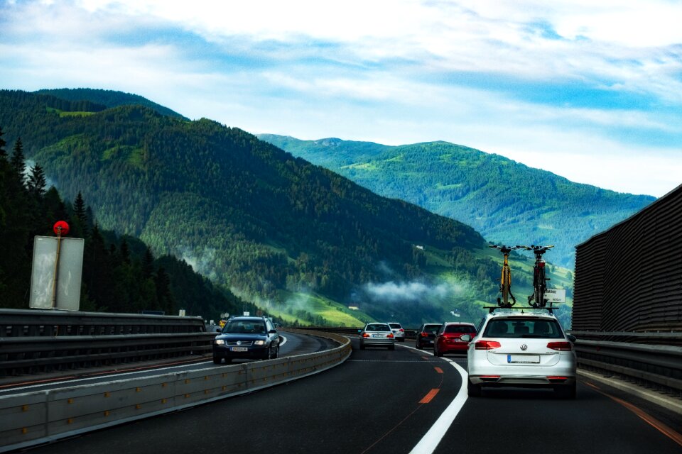 Vehicles bridge landscape
