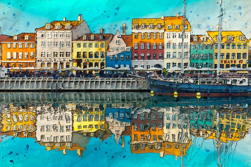 Digital water reflection city