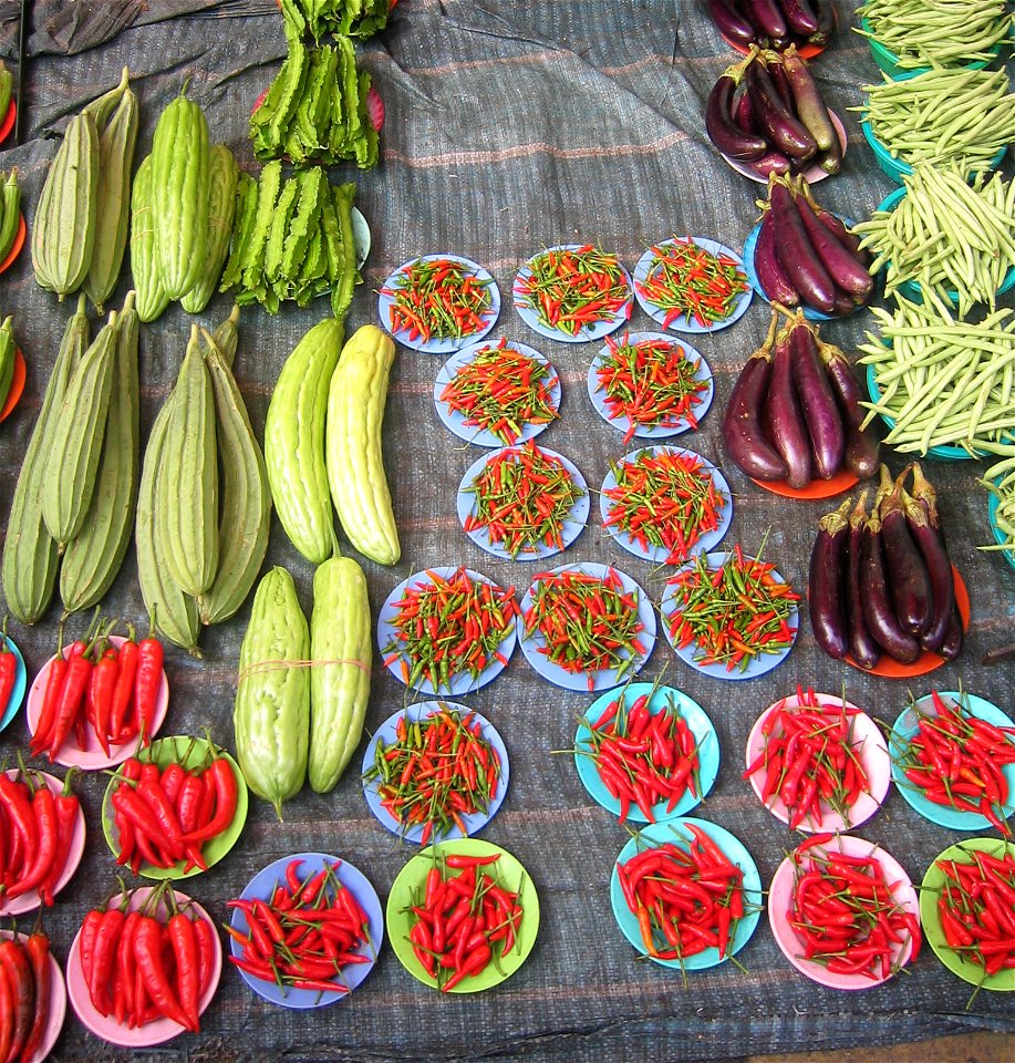 Organic vegetables at a farmers' market in Argentina.