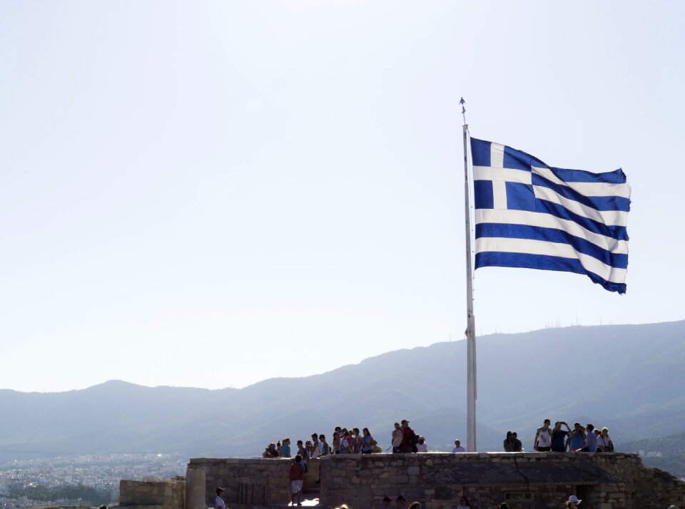 Athens flag acropolis