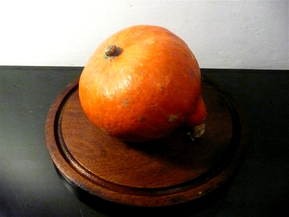 Cucurbita maxima "Red Kuri" zapallo colorado.
From a market near Trenque Lauquen, Buenos Aires province, Argentina, 15-01-2015.