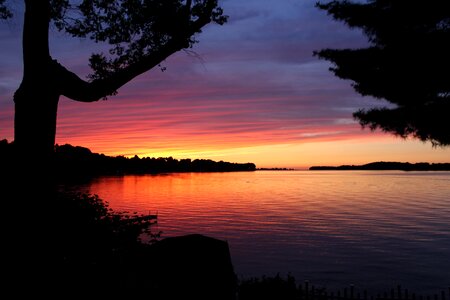 Silhouette lake bay photo
