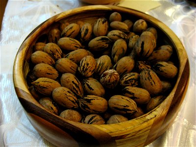 Pecans in a Wooden Bowl