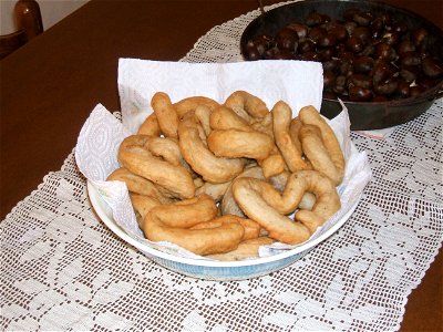 "Gli piccelatiegli" or "gli susci", a salted italian Christmas dish, typical of Santi Cosma e Damiano (LT). photo