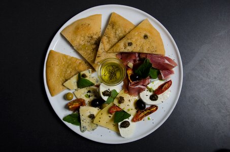 Black olives olive oil dish