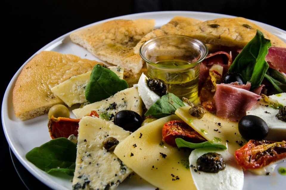 Black olives olive oil dish