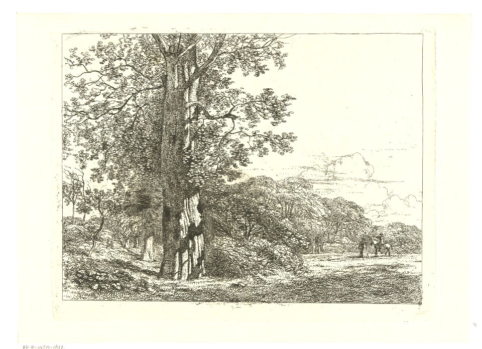IdentificatieTitel(s): Landschap met grote beukeboom en ruiter in gesprek met manObjecttype: prent Objectnummer: RP-P-1920-1612Catalogusreferentie: Collectie Rijksmuseum-2(2)Opmerking: niet beschreven