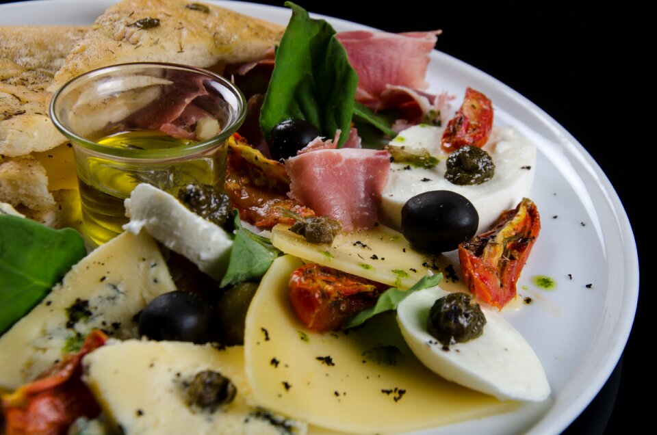 Black olives olive oil dish