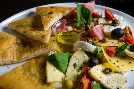 Black olives olive oil dish