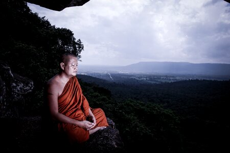 Buddhism religion meditating photo