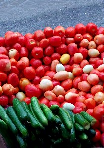 Fresh Tomatoes and Cucumber of Battagram City, Pakistan photo