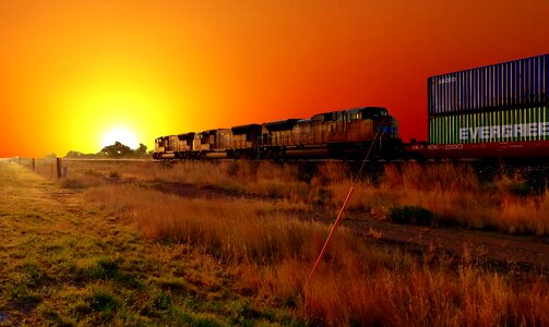 Orange train american cars