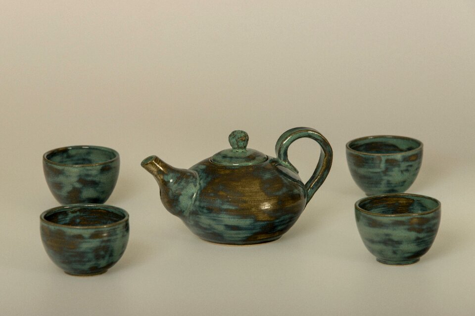 Ceramic pottery blue